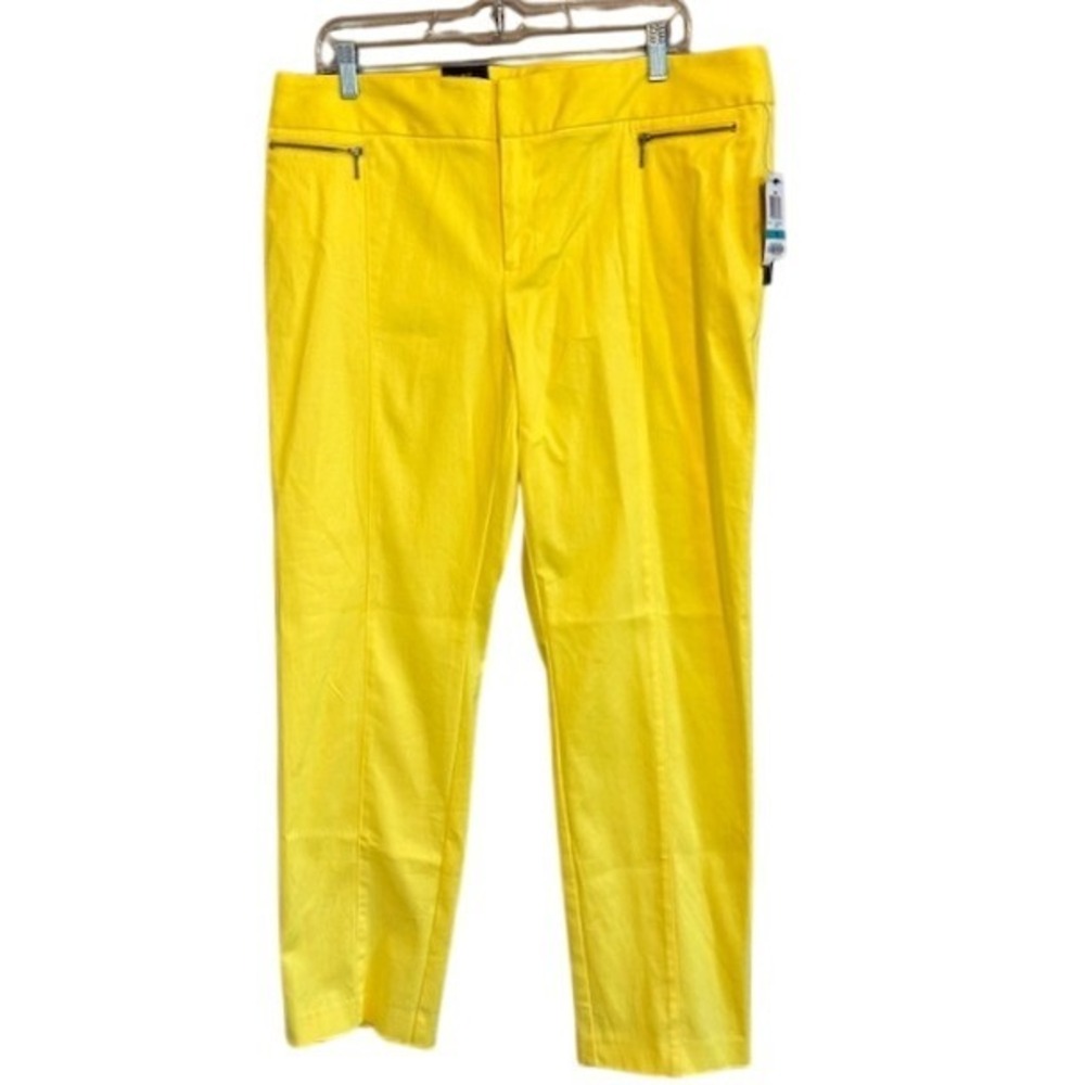 NWT INC Concepts Women's Regular Fit Dress Pants Bright Yellow 16 Career Stretch